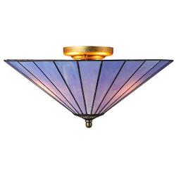 SUSUO Minimalist Blue Stained Glass Flush Mount Ceiling Fixture Art Deco Ceiling Light for Bedroom Dining Room Hallway Kitchen