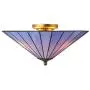 SUSUO Minimalist Blue Stained Glass Flush Mount Ceiling Fixture Art Deco Ceiling Light for Bedroom Dining Room Hallway Kitchen
