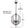 Farmhouse French Country 5-Light Globe Wooden Chandelier, Chic Cottage Wood Pendant Light for Dining Room, Living Room, Foyer, Hall, Entry, Restaurant - Distressed White