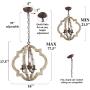 KSANA Farmhouse Orb Chandelier, Handmade Wood Light Fixture for Dining & Living Room, Foyer, Bedroom, Kitchen Island and Entryway