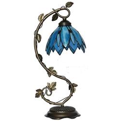 Tiffany Lamps Stained Glass Lotus Flower Table Desk Reading Lamp with Flexible Arm, W7.5 H21 Inch for Living Room Bedroom Bookcase Dresser Coffee Table Beside Reading