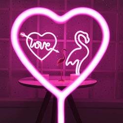 Byncceh Pink Cupid Heart-Shaped neon Lights-neon Lights with Love Detachable Base, USB or Battery Operation, Love in The Heart neon Lights, Wedding Christmas Room Decoration, Valentines Day Gifts