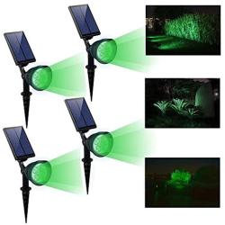 KOMAES Solar Landscape Spotlights Outdoor, Waterproof Solar Spot Light, Auto On/Off Solar Lights Green, Adjustable Solar Garden Light for Driveway,Pathway,Pool,Patio,Garden,Walkways (Green-4 Packs)