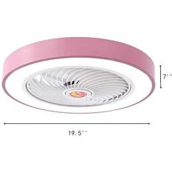 BAYCHEER Acrylic Circle Semi Flush Mount Lighting LED Ceiling Fan Lamp with Remote Control 3 Light Color Changeable Enclosed Fandelier Lamp for Living Room Kitchen Kids Room Hall,Pink