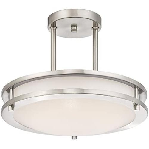 LB72130 LED Semi Flush Mount Ceiling Fixture, Antique Brushed Nickel Finish, 3000K Warm White, 1050 Lumens, Dimmable