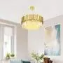 BAYCHEER Crystal Chandelier Round Hanging Lamps 8 Lights Pendant Light Fixture Elegant Ceiling Light Fixture for Dinner Room, Bathroom Bedroom 23.5inch in Brass