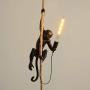 CHABEI Loft Vintage Resin Hemp Rope Monkey Pendant Light Fixture Chandelier Industrial Retro E26 Edison Ceiling Pendant Lamp for Dining Living Room Bedroom Bar Cafe (Black)