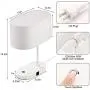 Miceshu Table Lamp for Bedroom, Touch Control Bedside Lamp with 3-Way Dimmable Dual USB Port Eye-Sight Protection, Linen Fabric Lampshade, Side Table Lamp for Bedroom, Living Room