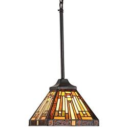 Capulina Tiffany Style Kitchen Lighting, 1-Light Stained Glass Lighting Fixtures, 8 inch Wide Lampshade Mini Pendant Light, Mission Style Kitchen Island Lighting, Tiffany Hanging Pendant Light