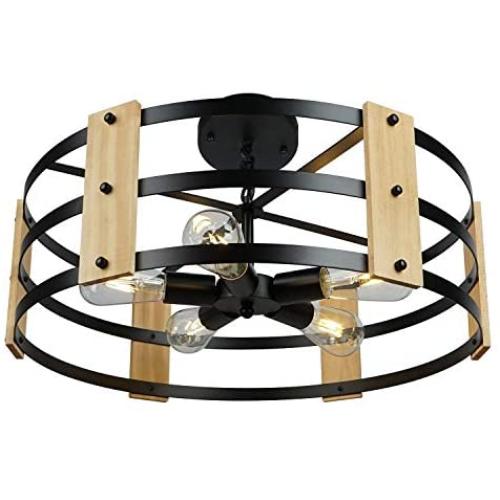Farmhouse Ceiling Light 5-Light Rustic Wood Chandelier for Dinning Room Kitchen Island Living Room Bedroom