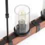 Eumyviv C0022 Metal Pendant Lamp with Glass Shade Retro Rustic Chandelier Edison Vintage Decorative Ceiling Fixture Hanging Luminaire, Wood 5 Lights