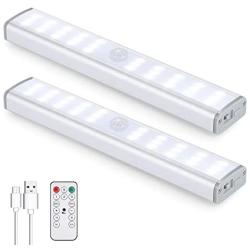 Under Cabinet Lighting, 30 LED Rechargeable Closet Light, Stick-on Anywhere Wireless Motion Sensor Light Lamp, for Closet Hallway Cabinet Stairway Wardrobe Kitchen (2 Packs)