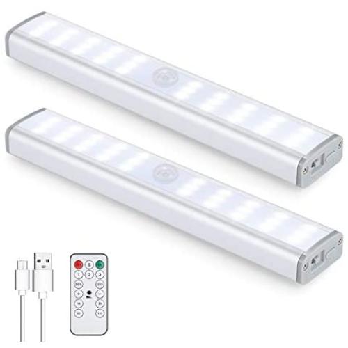 Under Cabinet Lighting, 30 LED Rechargeable Closet Light, Stick-on Anywhere Wireless Motion Sensor Light Lamp, for Closet Hallway Cabinet Stairway Wardrobe Kitchen (2 Packs)