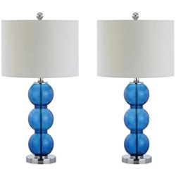 JONATHAN Y JYL1070E-SET2 Bella 27'' Glass Triple-Sphere LED Table Lamp Contemporary,Transitional for Bedroom, Living Room, Office, College Dorm, Coffee Table, Bookcase, CobaltBlue/Chrome(Setof2)