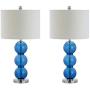 JONATHAN Y JYL1070E-SET2 Bella 27'' Glass Triple-Sphere LED Table Lamp Contemporary,Transitional for Bedroom, Living Room, Office, College Dorm, Coffee Table, Bookcase, CobaltBlue/Chrome(Setof2)