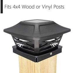 Davinci Renaissance Solar Post Cap Lights - Outdoor Lighting for 4x4 Wooden and Vinyl Posts - Bright Warm White LEDs - Slate Black (1 Pack)