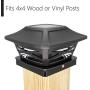 Davinci Renaissance Solar Post Cap Lights - Outdoor Lighting for 4x4 Wooden and Vinyl Posts - Bright Warm White LEDs - Slate Black (1 Pack)