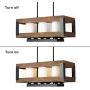 Lampundit 6-Lights Kitchen Island Lighting, Island Light Fixture with Glass Shade, Rectangular Wood Farmhouse Chandelier for Dining Room, Black & Brown Finish