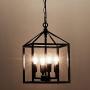 CO-Z 4-Light Lantern Chandelier Light Fixture in Black Finish, Industrial Farmhouse Lantern Pendant Light Square cage, Carmen Ceiling Hanging Light Fixture for Kitchen Island Foyer Entryway Bedroom