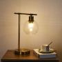 Popity home Industrial Glass Shade Metal Office Reading Gold Desk Lamp, Vintage Bedside Table Lamps for Living Room Bedroom Dorm