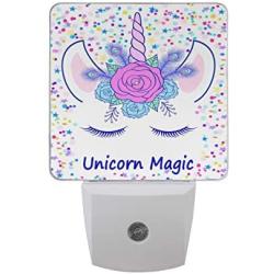 ZOEO Unicorn Night Light 2 Pack, Cream Unicorn Magic Star Tiara Plug-in LED Night Lamp with Light Sensor Bathroom Toilet Bedroom Kitchen Wall Decorative Daylight White for Kids Childrens