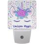 ZOEO Unicorn Night Light 2 Pack, Cream Unicorn Magic Star Tiara Plug-in LED Night Lamp with Light Sensor Bathroom Toilet Bedroom Kitchen Wall Decorative Daylight White for Kids Childrens