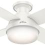 HUNTER 59242 Dempsey Indoor Low Profile Ceiling Fan with LED Light and Remote Control, 52'', White
