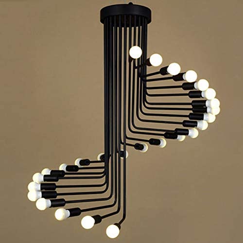LITFAD Black Industrial Style Pendant Light 26 Light 26 Tier LED Chandelier Vintage Iron Metal Ceiling Hanging Light for Dining Room Restaurant Bar Cafe LITFAD Black Industrial Style Pendant Light 26 Light 26 Tier LED Chandelier Vintage Iron Metal Ceiling Hanging Light for Dining Room Restaurant Bar Cafe