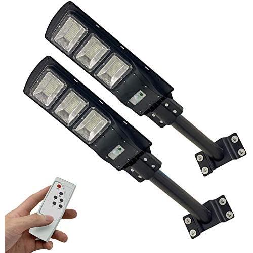 2 Pack Solar Street Light, 6000LM LED Solar Power Street Lamp Outdoor Dusk to Dawn for Parking Lot, Yard, Garage and Garden