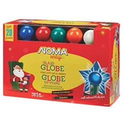 NOMA Heritage Incandescent G40 Novelty Globe Christmas Lights | 20 Multi-Color Bulbs | 20-Foot String Light | Indoor & Outdoor