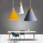 Ganeep Nordic Creative Iron Wood Pendant  Lights Single Head Dining Room Small Chandelier Modern Mini Shade Housing Loft Hanging Light Fixture (Color : White, Size : A)