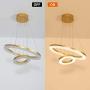 Joyxeon Modern Crystal Chandeliers, 2 Ring LED Ceiling Lights Pendant Lighting, Dining Room Chandelier, Adjustable Brass Gold Light Fixtures for Living Room, Bedroom, Porch - Warm White 3600Lm Bright