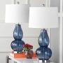 Safavieh Lighting Collection Mercurio Blue Double Gourd 28.5-inch Table Lamp (Set of 2)