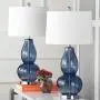 Safavieh Lighting Collection Mercurio Blue Double Gourd 28.5-inch Table Lamp (Set of 2)
