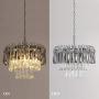 Q&S Crystal Chandelier Lighting, Modern Chrome Chandeliers, K9 Crystal Smoky+Clear, 4 Lights Pendant Light Ceiling Light Fixture For Dining Room, Living Room, Kitchen Island,W17.1''.