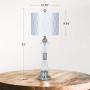 KAYBELE Modern Clear Crystal Diamond Table Lamp Bedroom Living Room Bedside 33-inch Chrome Table Lamp with White Fabric Shade Decorative Nightstand Lamp Light for Bedroom, Dresser, Dining Room