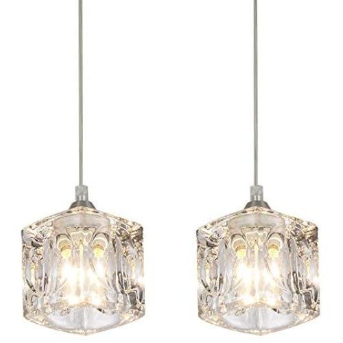 COTULIN Set of 2 Modern Cute Mini Crystal Pendant Light,Pendant Lighting Fixture for Kitchen Island Living Room Dining Room Bedroom,Brushed Nickel Finish with Crystal Glass Shade COTULIN Set of 2 Modern Cute Mini Crystal Pendant Light,Pendant Lighting Fixture for Kitchen Island Living Room Dining Room Bedroom,Brushed Nickel Finish with Crystal Glass Shade