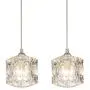 COTULIN Set of 2 Modern Cute Mini Crystal Pendant Light,Pendant Lighting Fixture for Kitchen Island Living Room Dining Room Bedroom,Brushed Nickel Finish with Crystal Glass Shade
