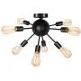 Semi Flush Mount Ceiling Light with 8 Light, Modern Black Sputnik Chandelier with E26 Base, Industrial Vintage Ceiling Lamp Fixture for Bedroom Kitchen Entryway Hallway