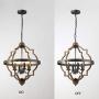 Riomasee Farmhouse Orb Chandelier Lighting 4-Light Rustic Metal Chandelier Stardust Finish Pendant Light Fixtures for Foyer,Dining,Living Room,Bedroom,Kitchen Lighting
