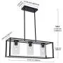 VINLUZ Contemporary Chandeliers Black 3 Light Modern Dining Room Lighting Fixtures Hanging, Kitchen Island Cage Linear Pendant Lights Farmhouse Flush Mount Ceiling Light with Glass Shade