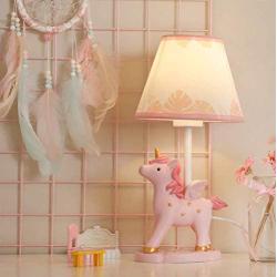 LITFAD Modern Bedside Table Lamp Girl Bedroom Unicorn Desk Light Resin 1 Light Animal Pink LED Reading Lamp with Plug in Cord for Bedroom Kids Room Office - Leaf