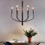 NEWSEE Black Chandelier Farmhouse Light Fixture for Dining Room Rustic Industrial Iron Sputnik Chandeliers Lighting for Foyer Living Room Kitchen Bedroom 6-Light