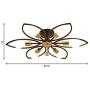 LITFAD Flower Semi Flush Mount Ceiling Light Metal 6 Lights Modern Ceiling Lamp Fixture Living Room Lamp LED Pandent Light in Black for Dinning Room Bedroom Restaurant