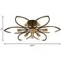 LITFAD Flower Semi Flush Mount Ceiling Light Metal 6 Lights Modern Ceiling Lamp Fixture Living Room Lamp LED Pandent Light in Black for Dinning Room Bedroom Restaurant