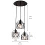 Unitary Brand Rustic Black Metal Cage Shade Dining Room Multi Pendant Light with 3 E26 Bulb Sockets 120W Painted Finish