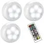BLS Wireless Dimmable LED Puck Lights with Remote Control, AA-1030 Operated with 3 AA Batteries, Stick on LED Under Cabinet Lighting with Timer, Cool White and Warm White (3 Pack)