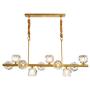 APBEAM Crystal Gold Chandelier Hanging Linear Pendant Light Modern for Dining Room Living Room Kitchen Island Over Table 10-Light