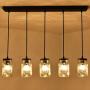 bgLight Farmhouse Dining Room Light Fixture, 5-Light Adjustable Mason Jar Rustic Chandeliers Ceiling Hanging Light for Kitchen Island, Coffee, Bar, Living Room…