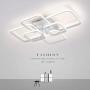 AXSHINE Geometric Ceiling Light Fixture White Flush Mount Ceiling Light Modern Chandeliers Ceiling Square led Light for Bedroom Livingroom 6 Lights Metal Decor Light with White Light 87W 4000K